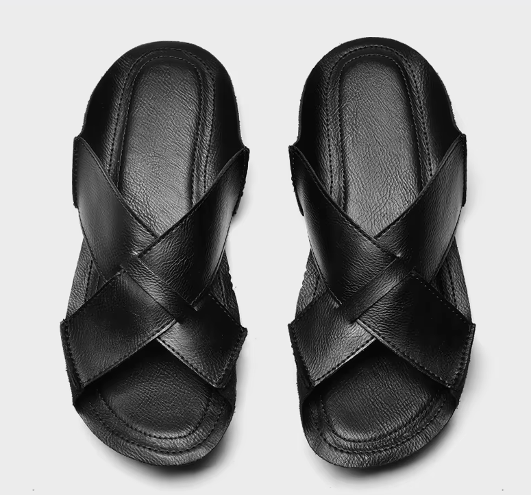 Cross Strap Genuine Leather Sandals