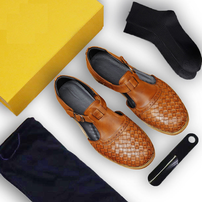 Woven Leather Strap Shoes