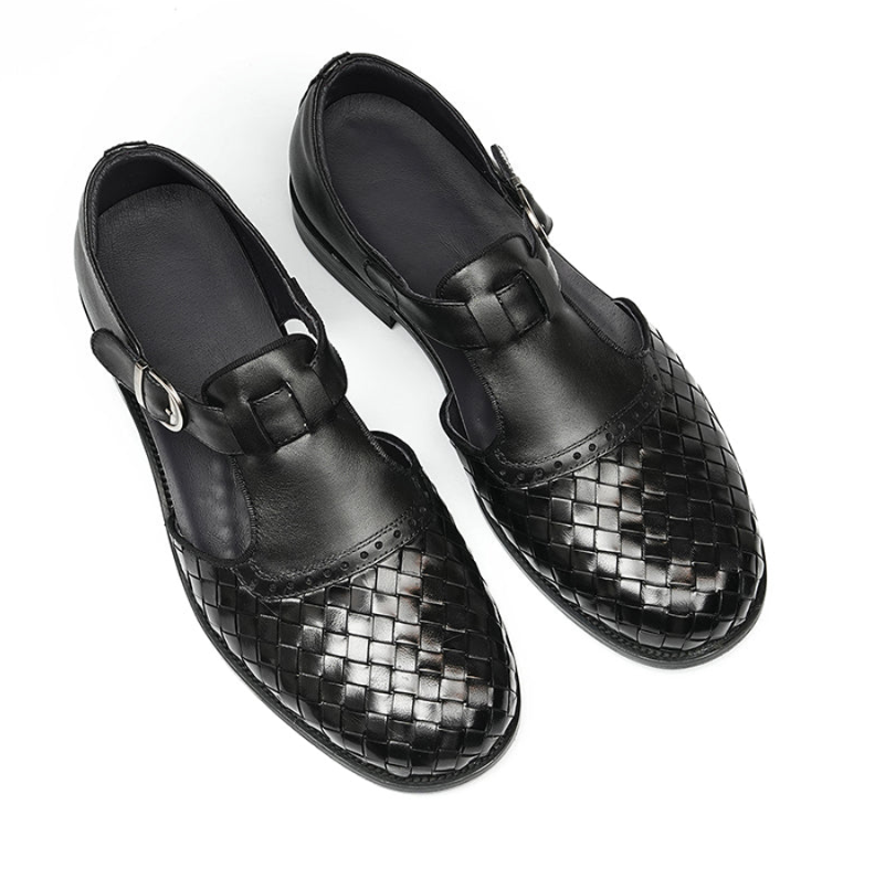 Woven Leather Strap Shoes