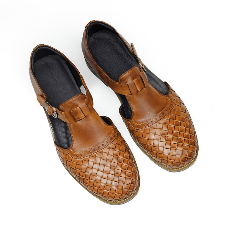 Woven Leather Strap Shoes