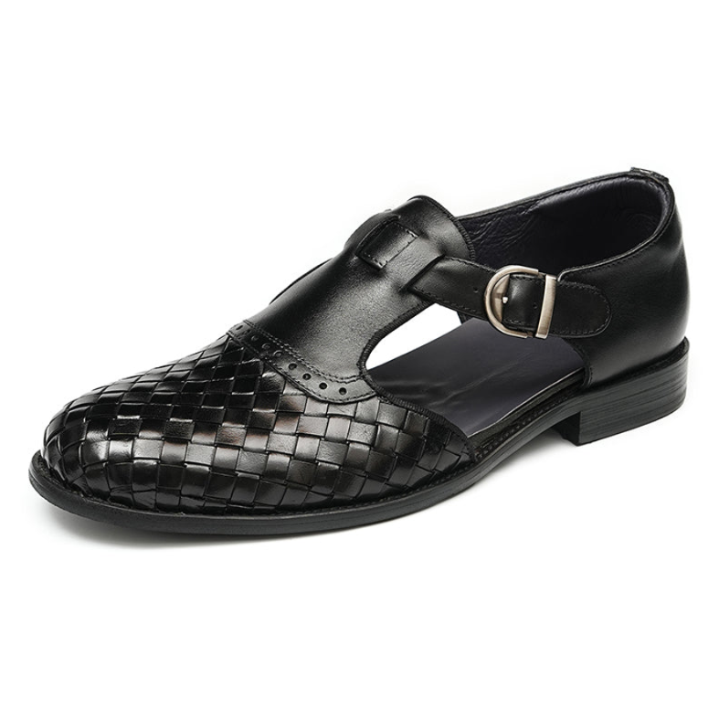 Woven Leather Strap Shoes