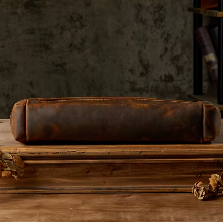 Vintage Cowhide Leather Tote Bag