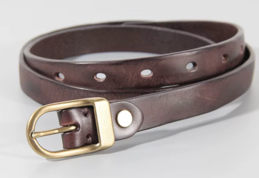 Classic Brass Buckle Leather Belt