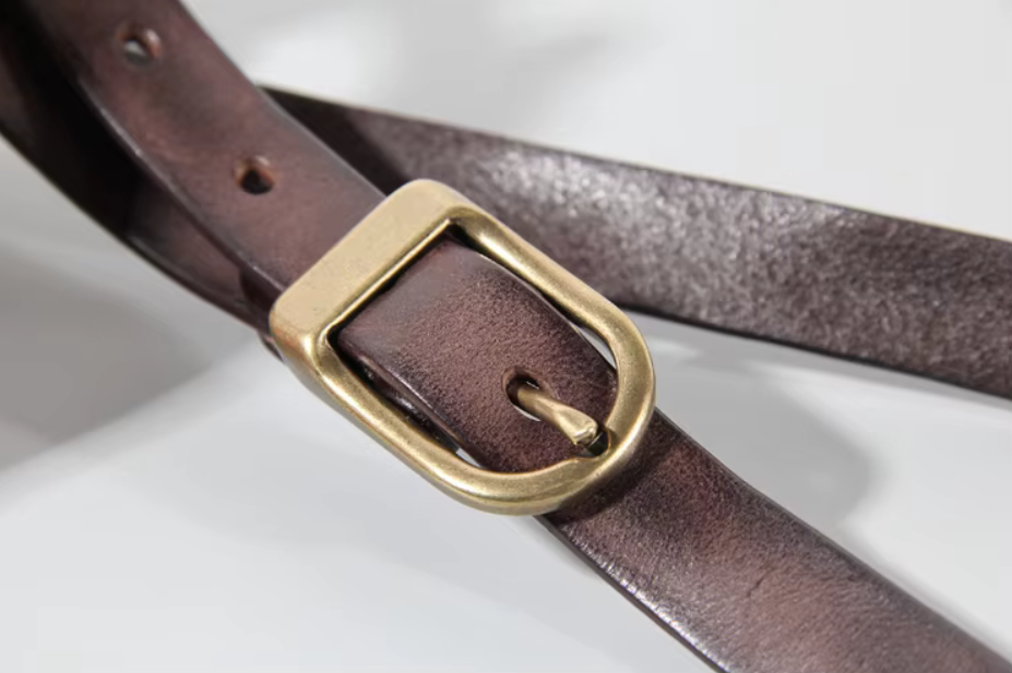 Classic Brass Buckle Leather Belt