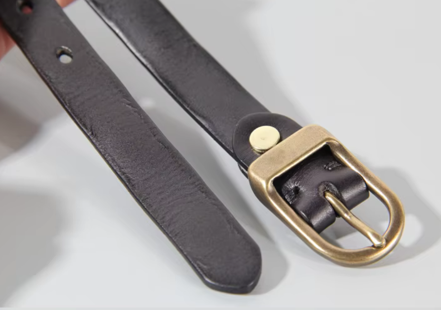 Classic Brass Buckle Leather Belt