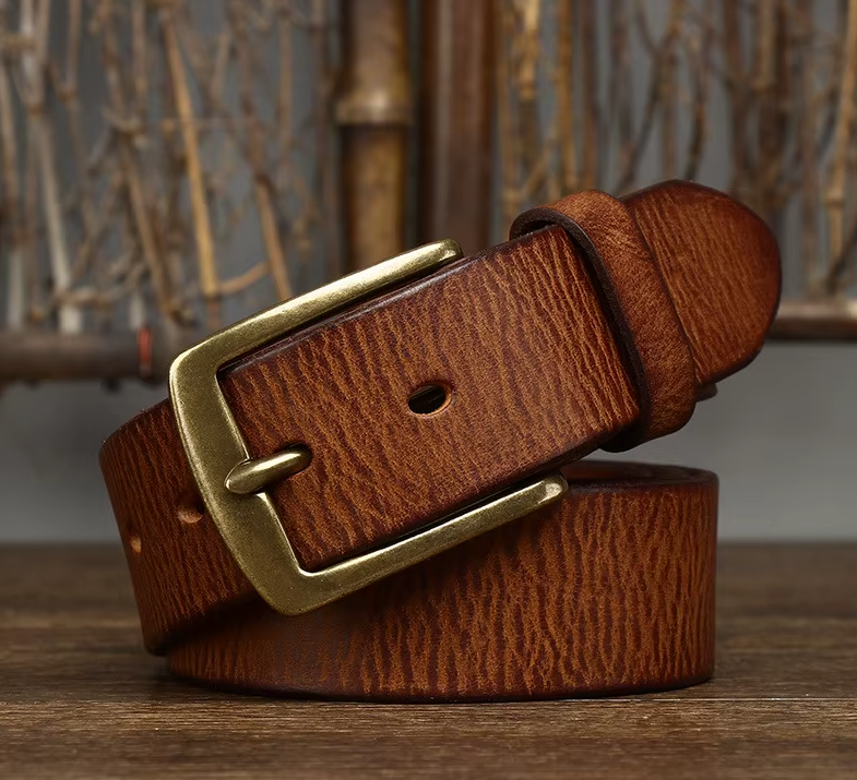 Rustic Brass Buckle Leather Belt