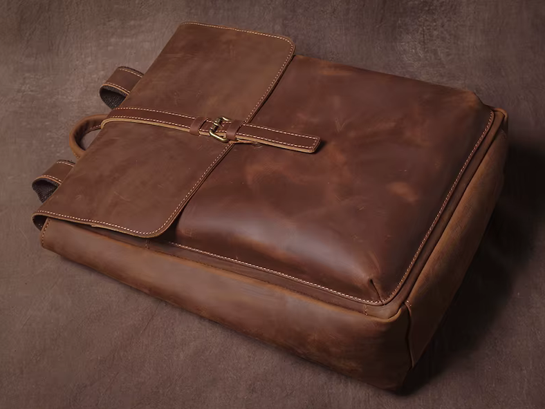 Classic Full-Grain Leather Laptop Backpack