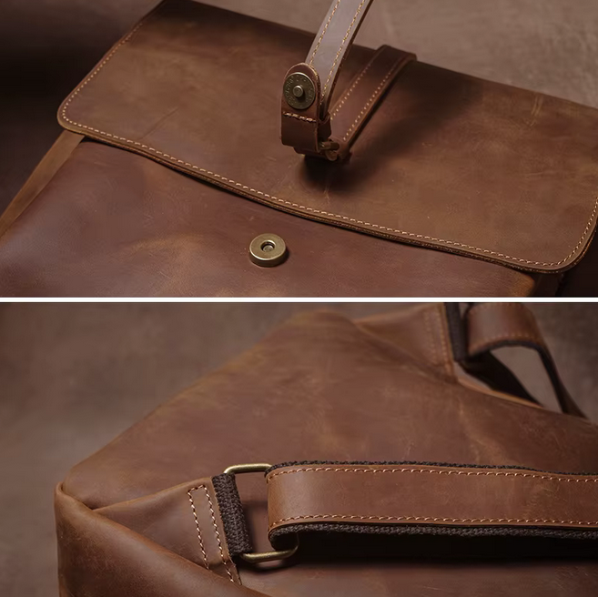 Classic Full-Grain Leather Laptop Backpack