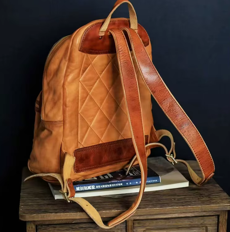 Vintage Full-Grain Leather Handmade Backpack