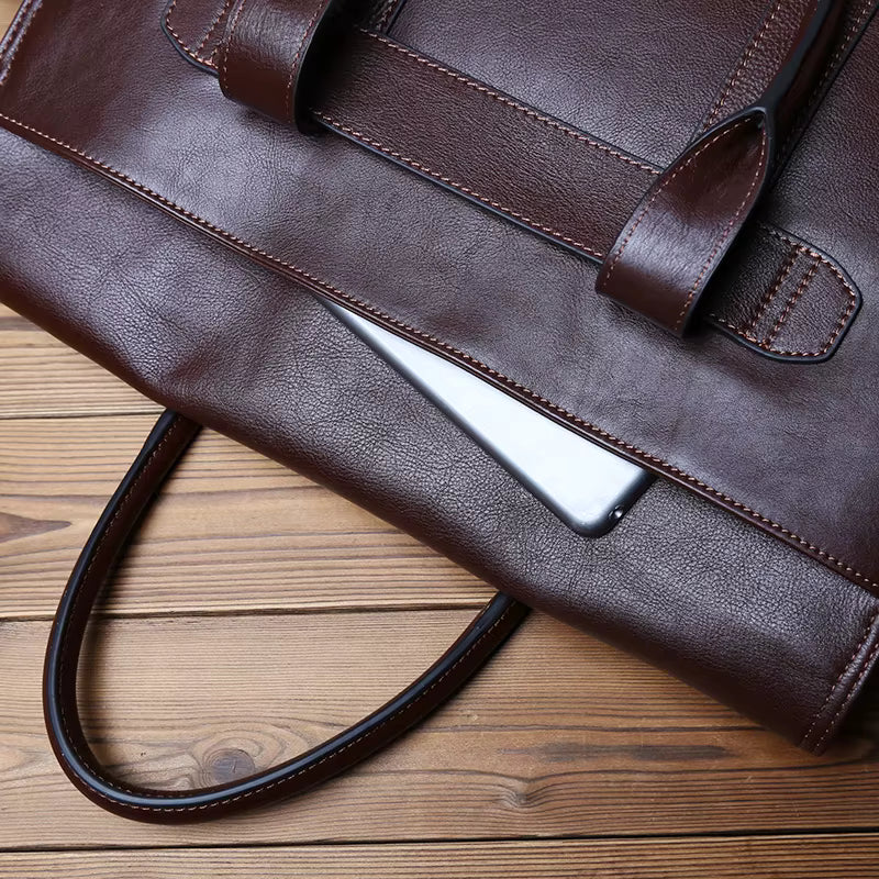 Natural Cowhide Leather Briefcase