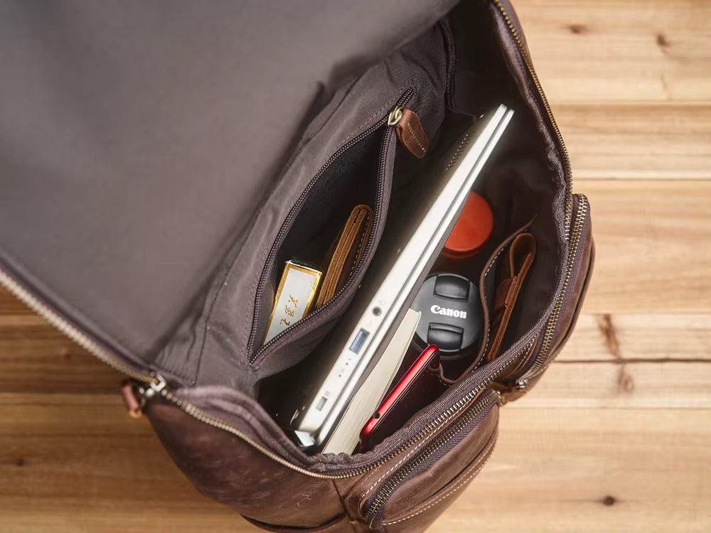 Vintage Leather Laptop Backpack