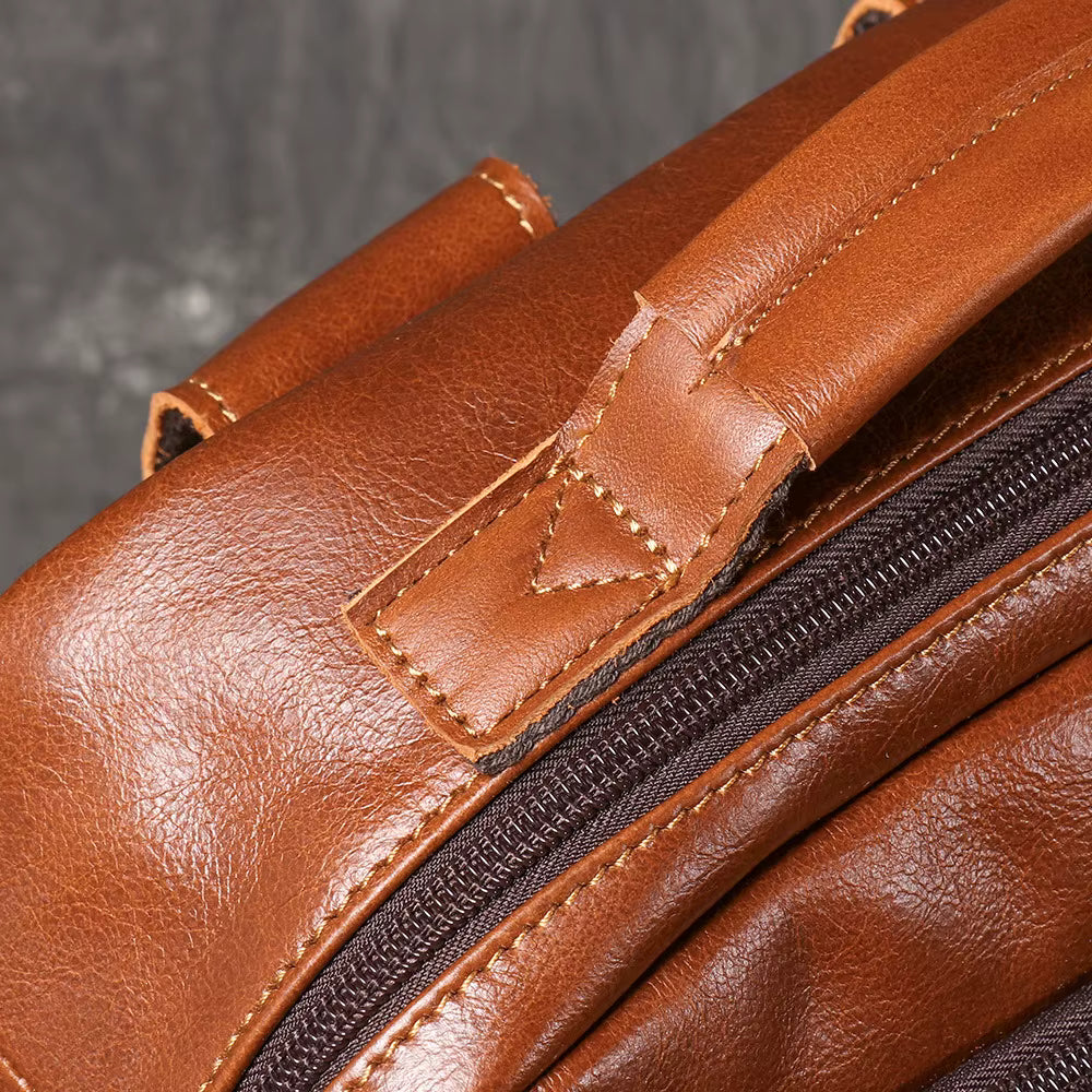Full-Grain Leather Travel Laptop Backpack
