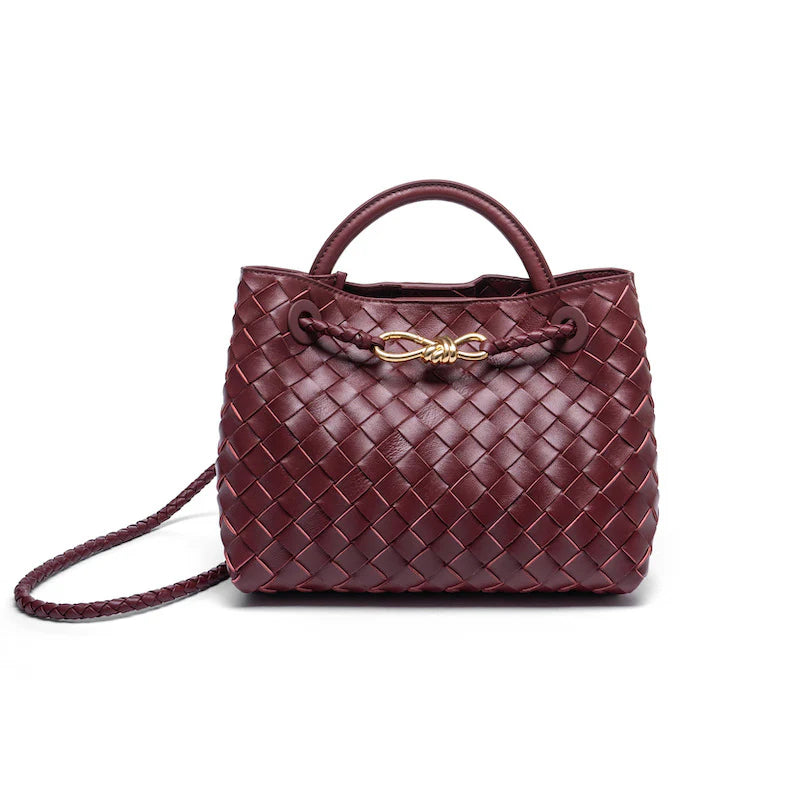 Lambskin Leather Woven Shoulder Bag