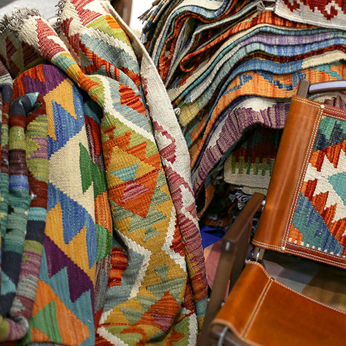 Wool Carpet Leather Tote – Classic, Handmade,