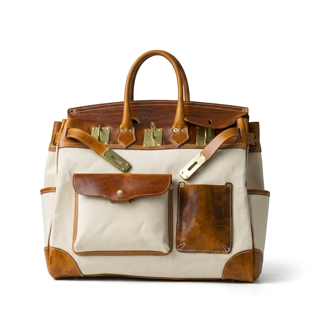 Full-grain leather and canvas travel bag by Cortfashion