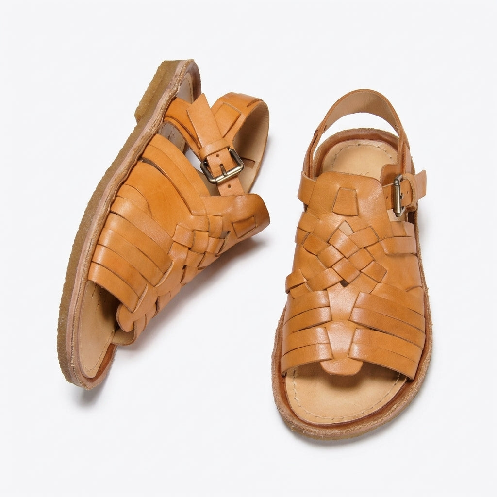 TerraWeave Leather Roman Sandals by Cortfashion