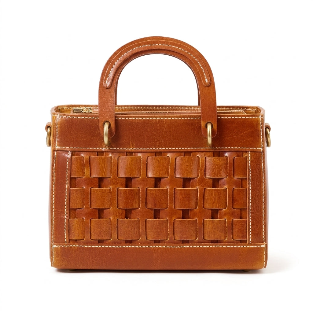 Handcrafted Woven Cowhide Leather Bag by Cortfashion