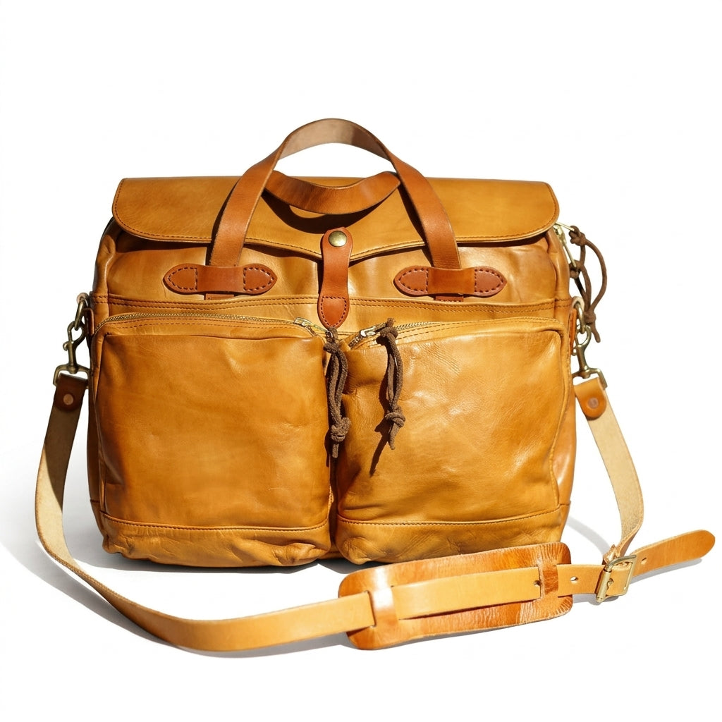 Vintage Italian leather business briefcase by Cortfashion