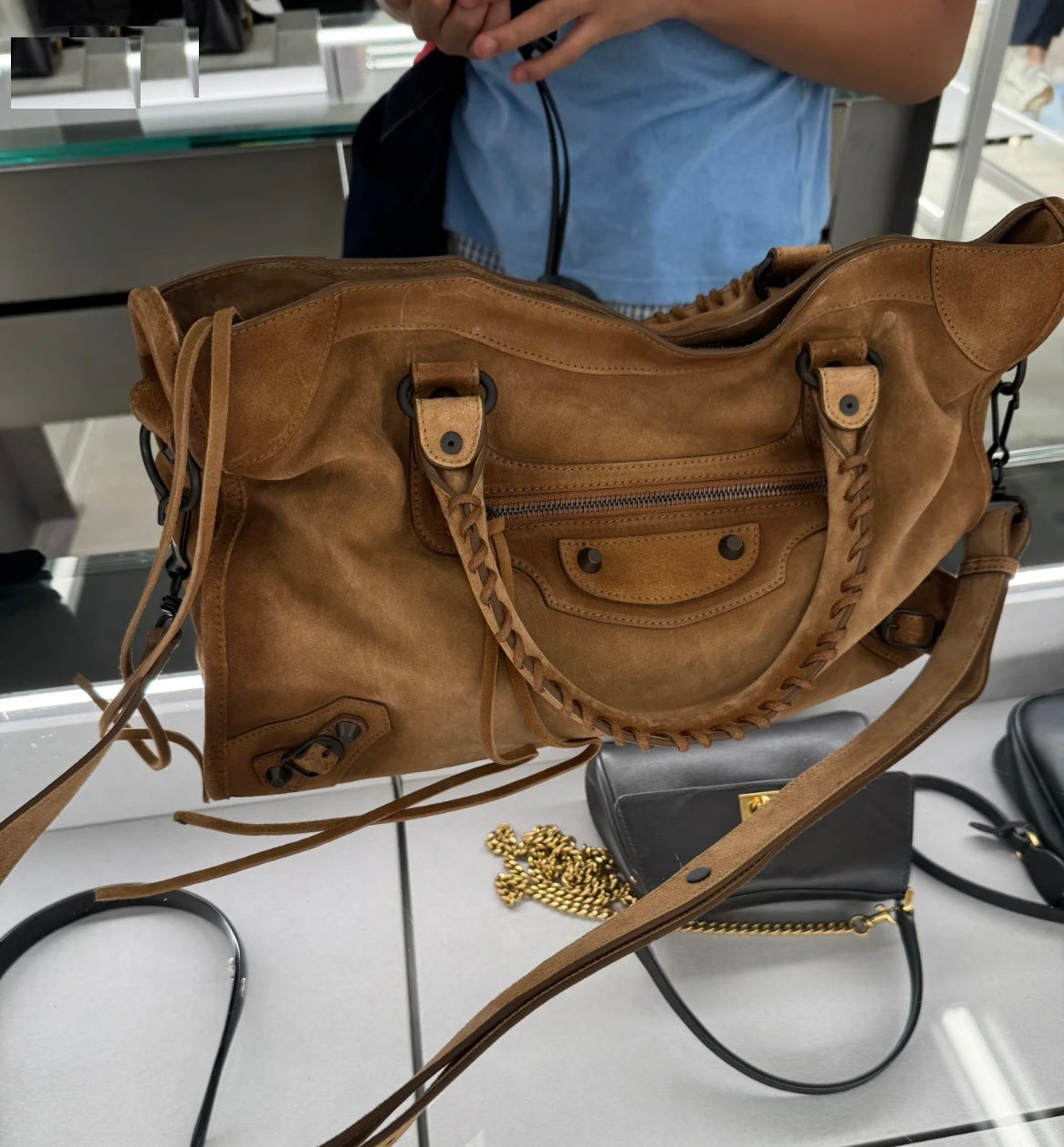 Cowhide Leather Moto Panel Travel Bag