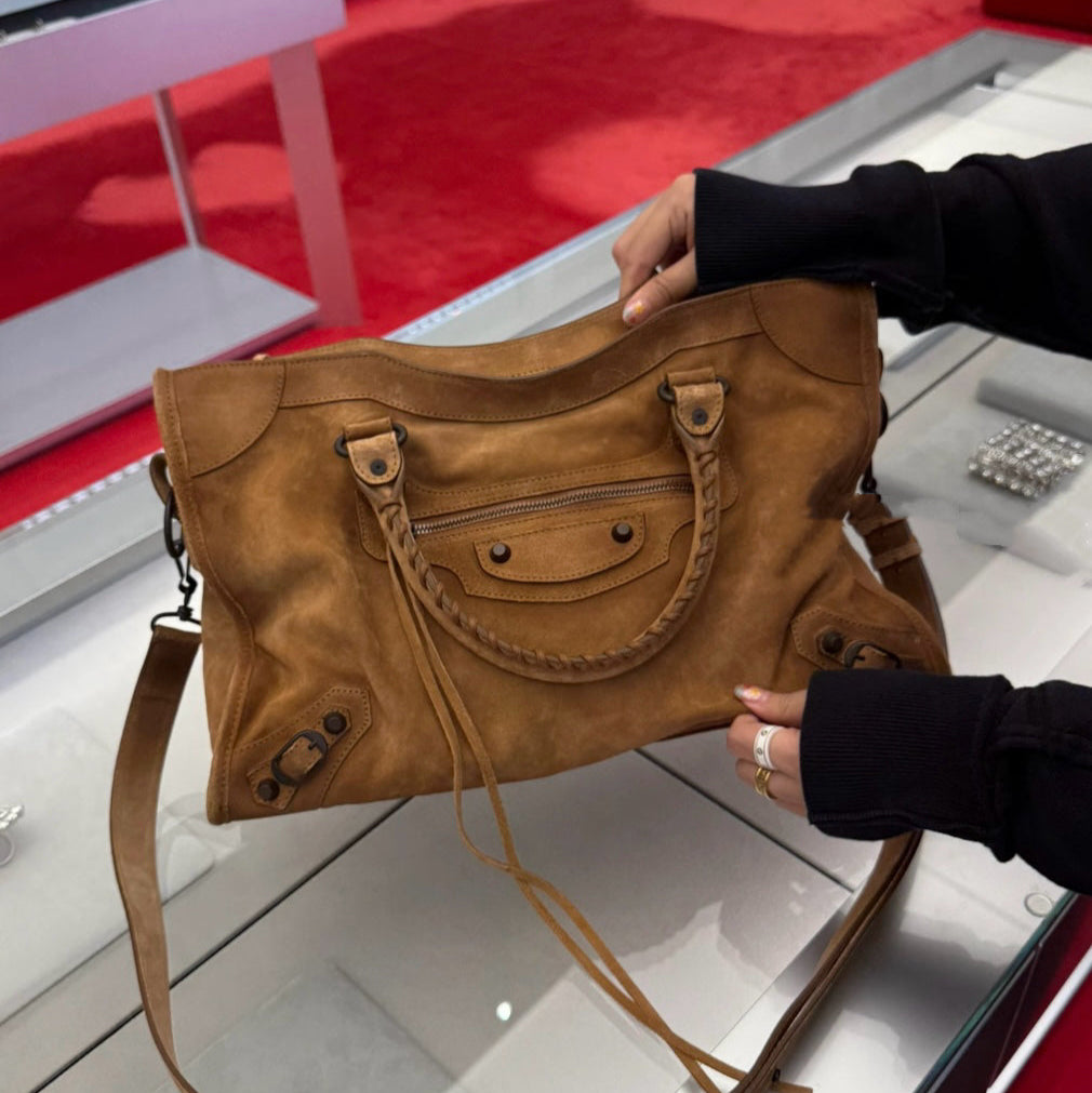 Cowhide Leather Moto Panel Travel Bag