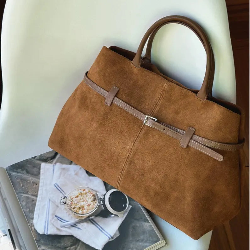 Suede Luxe Belted Tote