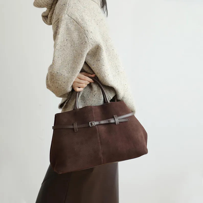 Suede Luxe Belted Tote