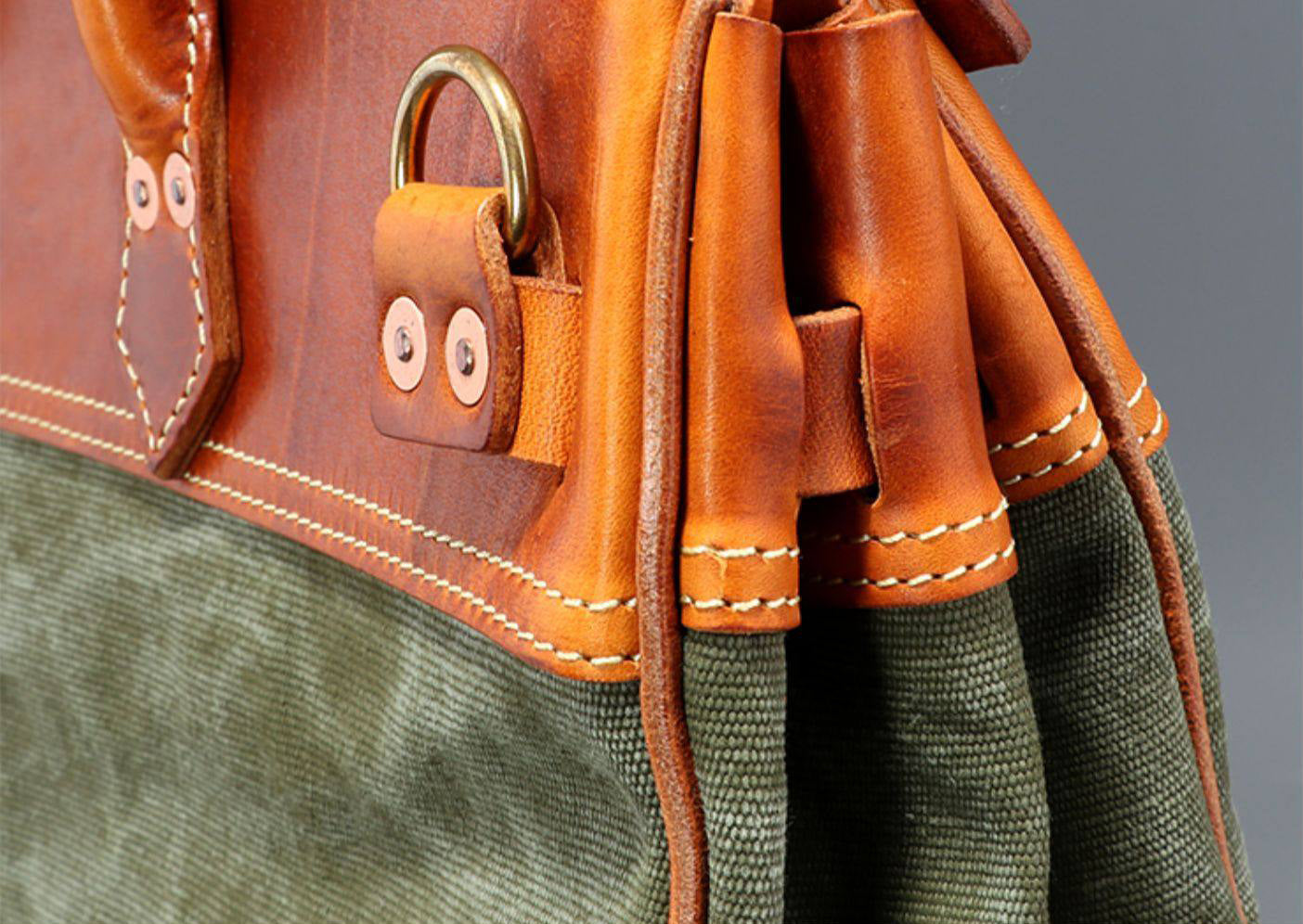 Vintage Handmade Canvas & Leather Travel Bag