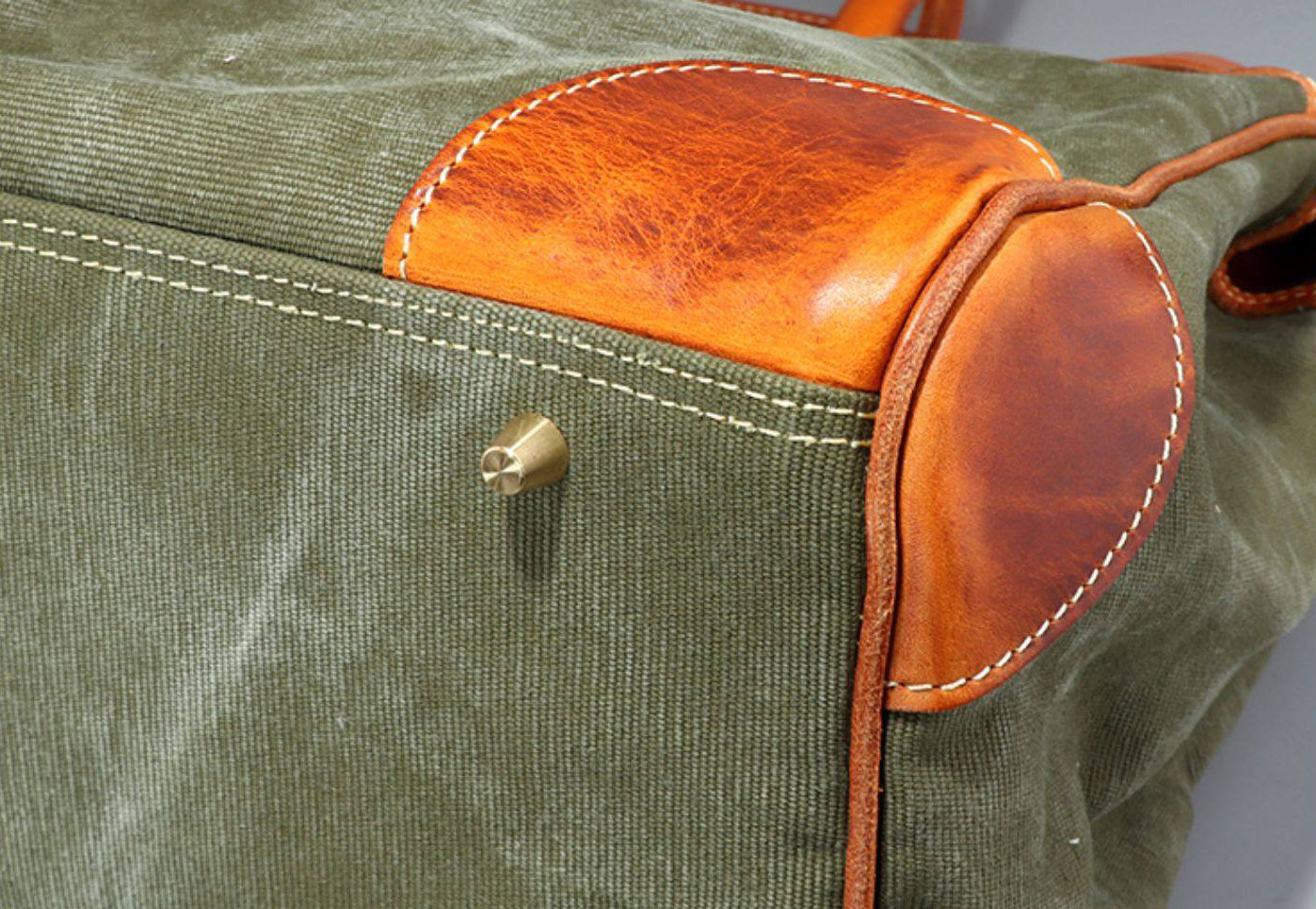 Vintage Handmade Canvas & Leather Travel Bag