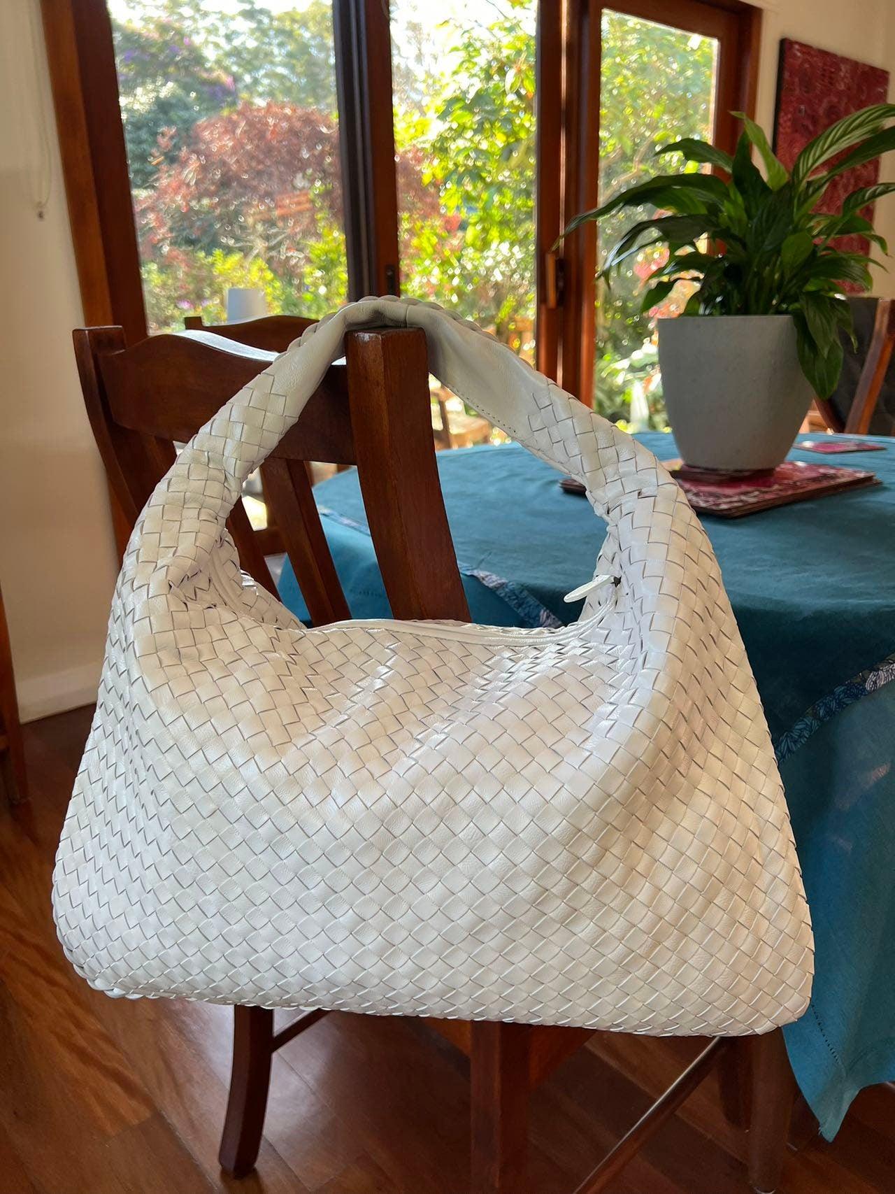 Woven Leather Hobo Bag