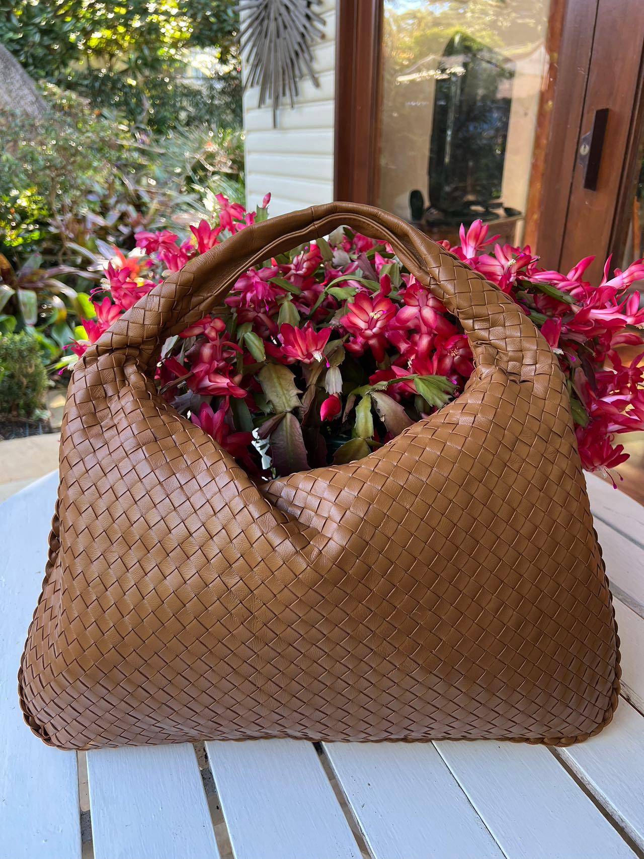 Woven Leather Hobo Bag