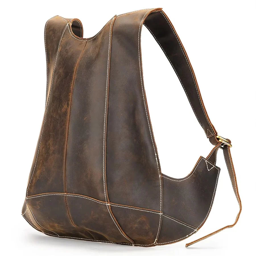 Cowhide Leather Backpack - Unique Casual Rucksack