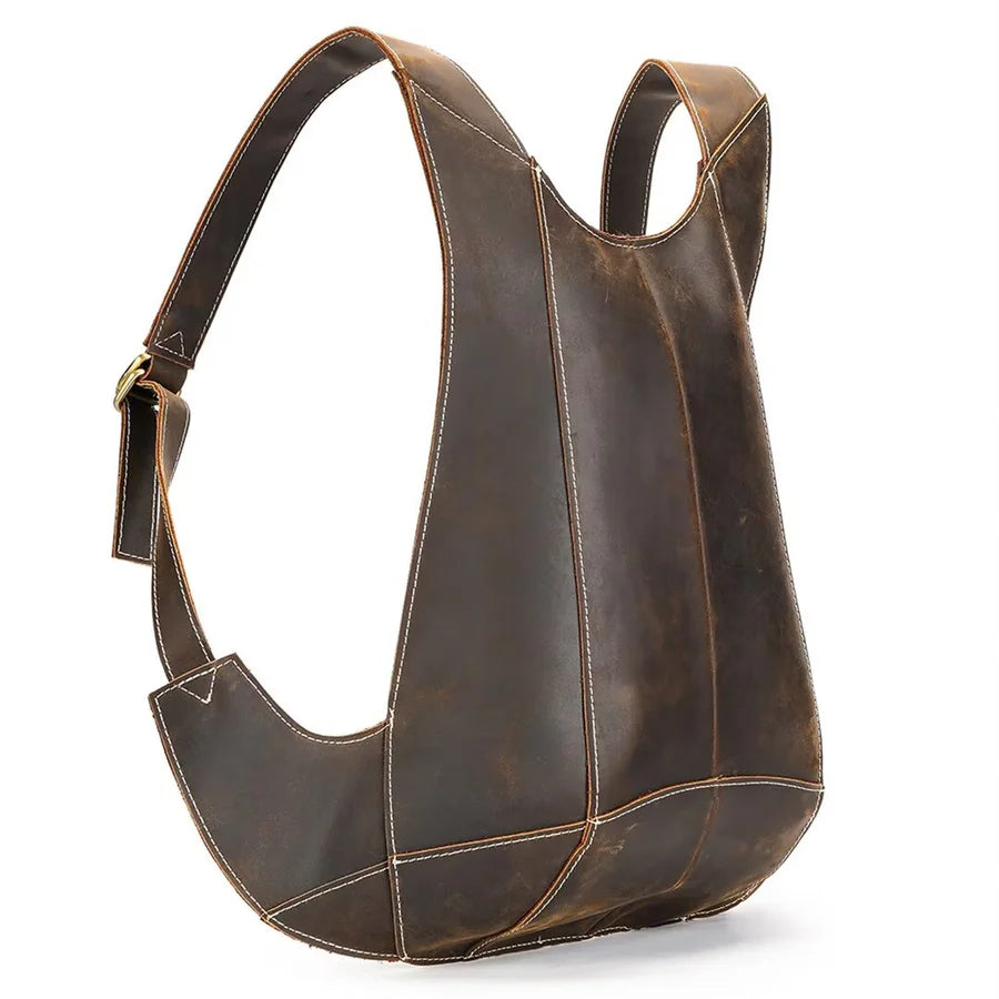 Cowhide Leather Backpack - Unique Casual Rucksack