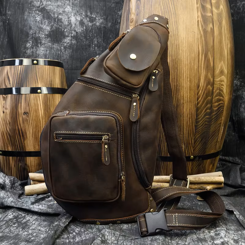 Vintage Leather Crossbody Sling Bag – Rugged & Stylish Companion