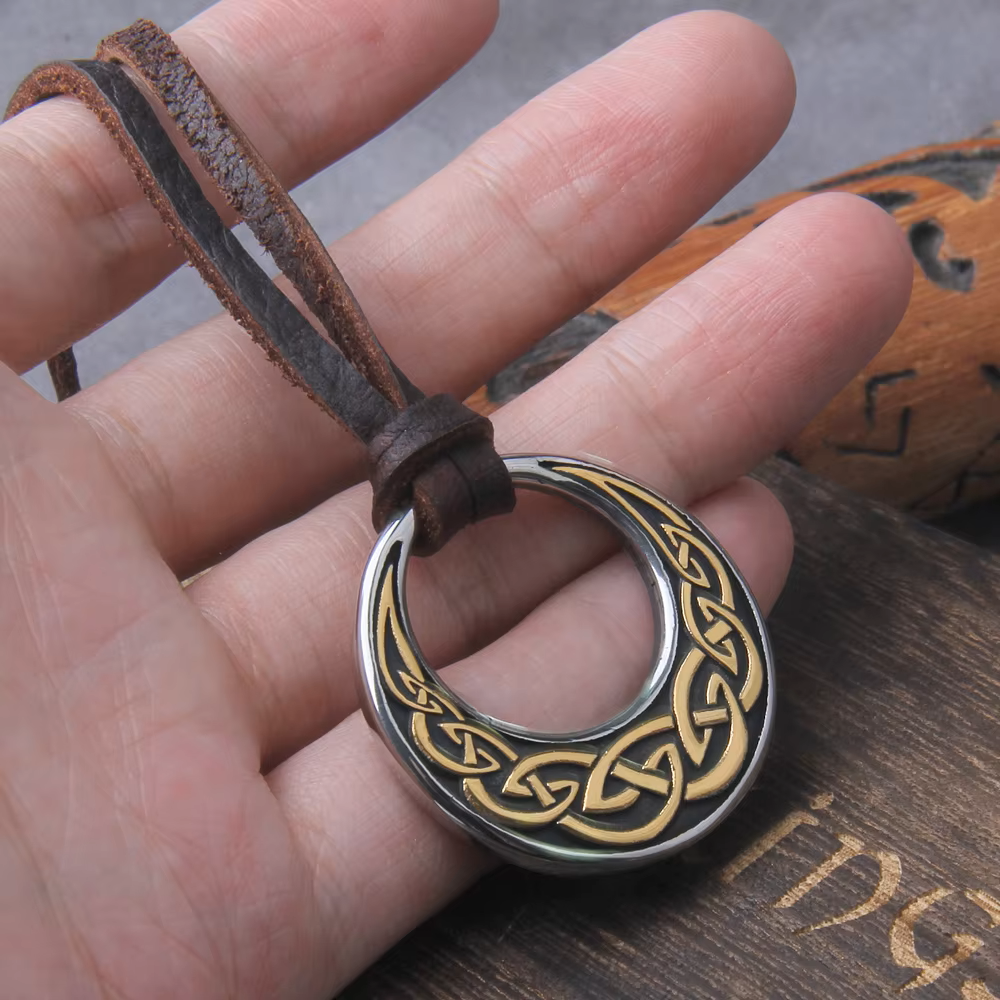 Celtic Knot Crescent Pendant Necklace