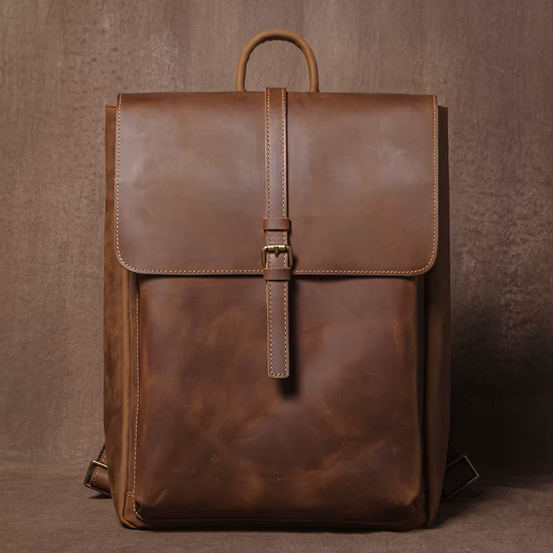 Classic Full-Grain Leather Laptop Backpack